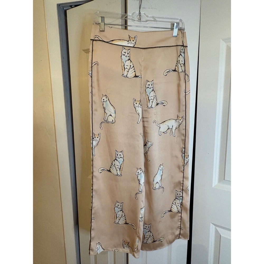 Zara Beige Cat Print Trousers